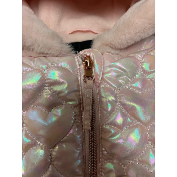Pink Pearlized Puffer Heart Stitch Kids Jacket Size 24 months by Rothschild - Picture 4 of 6
